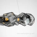Black Metal Smoke Grey Glass Chandelier Pendant Lamp